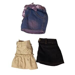 Lot of 3 Build A Bear‎ Workshop Bottoms Denim Shorts Khaki Skirt Corduroy Skirt